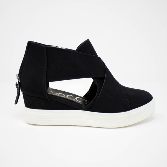 MELODY Cut-Out Wedge Sneaker - Black - Picture 3 of 5